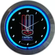 Gm Camaro Red White & Blue Neon Wall Clock Cars Mancave Garage Wall Art Decor