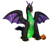 11.5' Self-Inflatable Lighted Halloween Animated Mixed Media Fire and Ice Dragon