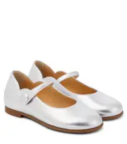 [Christian Louboutin Kids] Christian Louboutin Kids Melodie Chick metallic leather ballet flats UK 13 silver