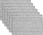 Sweet Home Collection 100% Cotton Placemats for Dining Room Rectangle Two Tone Woven Fabric 13" x 19" Soft Durable Table Mat Set, Set of 6, Gray