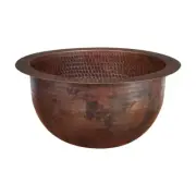 Premier Copper Products 10 in. Round Under Counter Hammered Copper Bathroom Sink