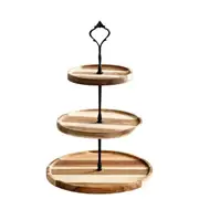 Acacia Wood 3 Layers Cupcake Stand - Elegant Display Rack for Desserts