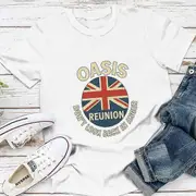 Oasis Reunion LIVE '25 Women's T-Shirt Silhouette Concert Design Retro Music Graphic Tee in White Red Black White B XXXL
