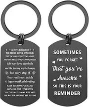 [Difistik] Inspirational Gifts for Men, Thank You Gifts Encouragement Quotes Keychain for Him | Mindfulness Gifts for Him | Positive Keyring Metal Engraved Get Well Soon Gifts for Men, Black, One Size
