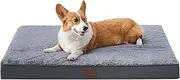 MIHIKK Waterproof Dog Beds for Small Dogs Orthopedic Dog Beds for Crate with Removable Washable Cover Egg-Crate Foam Pet Pad Mat with Anti-Slip Bottom, 23x17 Inch, Grey
