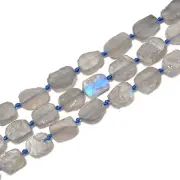 Natural Labradorite Rough Oval Shape Beads Size 10x14mm 15.5'' Strand