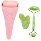 Natural Jade Roller And Gua Sha Set For Pink Ice Roller + Jade Roller + Gua Sha
