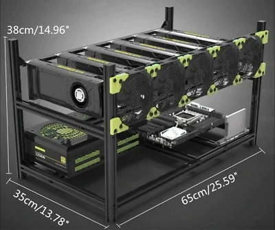Veddha 6 GPU Miner Case Aluminum Stackable Mining Case Rig Open Air Frame USA!!!