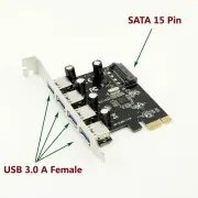 1pc 4-Port SuperSpeed USB 3.0 PCI-E PCI Express Card SATA Power Connector VL805