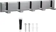 FytStycale Wall Mounted Coat Rack Hat Rack Wall Hanger 5 Folding Hooks for Bathroom Home Farmhouse, Gray