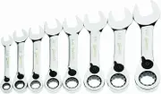 Williams WS-1168RCS 8-Piece Stubby Reversible Ratcheting Combination Wrench Set