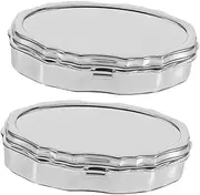 Vaguelly 2pcs Box Medication Cases Silver Reusable Cases Pp Iron Case for Medication Travel Capsules Container
