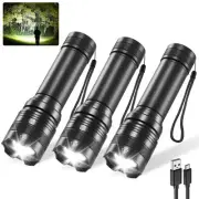 3Pack Rechargeable Flashlights, Tactical Flashlights High Lumens, Super Brigh...