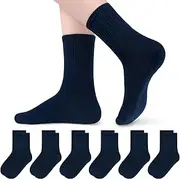 [Olreco] 6 Pack Girls Crew Socks Boys Socks Cotton Seamless Socks for Kids Crew Socks Toddler Dress Socks School Socks for Girl