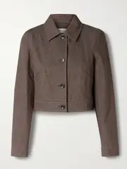[Max Mara] Max Mara - Cropped Denim Jacket - Brown - UK 14 UK 14 Brown