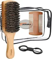 Beard Brush for Men Dual-Sided Soft Beard Mustache Brush Beard Care Kit – Natural Boar Bristle Brush,Comb & Scissors for Bushy or Trimmed Beards,Durable Pocket Travel-Friendly Grooming Set