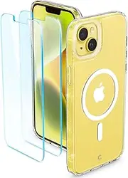 Cyrill by Spigen Shine Mag Case Designed for Apple iPhone 14 Plus (2022)(6.7-inch) Slim TPU Cover + Glass Screen Protector 2PCS - Clear Glitter