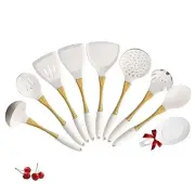 White And Gold Silicone Cookware Set, 9-Piece, Universal Kitchen Utensils,gol...