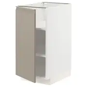METOD base cabinet with shelves, white/Upplöv matt dark beige, 40x60x80 cm