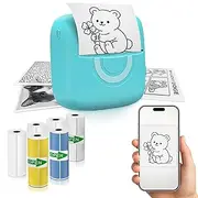 Mini Sticker Printer Compatible with iPhone & Android – Wireless Ink-Free Thermal Printer with 4 Sticker Rolls, 2 Thermal Rolls & Marker Set | Rechargeable & Compact for Photos, Stickers & Labels