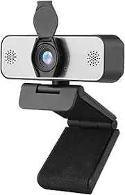 4K Ultra HD USB Webcam Laptop Computer Camera Video Conference Web Camera Fixed Focus Built-in Microphone with Lens Cover for Live Streaming Online Meeting Teaching Video Chatting Game Black