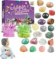 24 Days Natural Rock Collection - Crystal Calendar, Advent Natural Gemstone Countdown | Educational Toy Gemstones Science Kit for Men, Women, Birthday, Kids, Adults, Perfect for Budding Geologists.