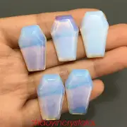 5pcs Synthetic Opalite Coffin Quartz Crystal Carved Skull Decor Realistic Reiki