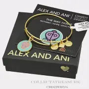 Authentic Alex and Ani The Way Home Yellow Gold Charm Bangle CBD