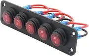 HEALEEP Rocker Panel Gang Backlit Led Indicator for Car Boat Rv Motorcycle Pre-wired Panel High Reliability and Easy Installation