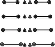 [Ovxznts] Nipple Piercing Jewelry Tongue Rings Surgical Steel Nipple Rings for Women 14G Straight Barbell Bar Length 12/14/16/19mm
