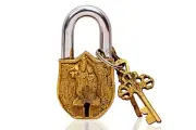 Radha Krishna Design Round Brass Security Pad Lock For Home Office Safety 3 Inch