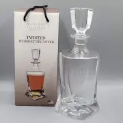 Moderne Elegance Glass Twisted Whiskey Decanter Glass Stopper NEW w Box