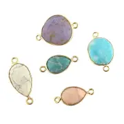 Fancy Turquoise Yellow Gold Plated DIY Double Bail Making Connector Lot of 6 Pcs