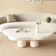 Cloud Coffee Table Irregular Cloud Shape Coffee Table for Living Room Cute White Modern Tea Table Indoor Cream End Table Free Shape Coffee Table with 4 Legs