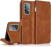 [GoshukunTech] for Samsung Galaxy A53 5G Case,for Galaxy A53 5G Wallet Case[ 8 Card Slots & 1 Zipper Coin Purse] Leather Wallet Flip Cover with Wrist Starp-Brown
