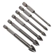 6pcs Titanium Masonry Drill Bit 4-12mm Cross Drill Bits Tip 74-85mm Yellow