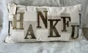 BRAND NEW W/ TAGS PIER 1 THANKFUL GOLD SEQUIN BEADED DECORATIVE PILLOW NWT