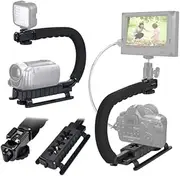 HONMEET Video Handheld Stabilizer for Smooth Footage C Type U Type Camera Grip Portable Lightweight Design for Travel Photography Enthusiasts Black Finish