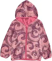 [GuoChe] Baby Girl Fleece Jacket Abstract Flowers Watercolor Pink Children Coats For Toddler Girls pink Toddler Fleece Zip Up