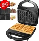 6-In-1 Sandwich Waffle Maker Panini Press Grill Nonstick Plates Black