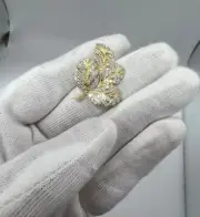 Women's Leaf Brooch 14K Yellow Gold Plated 2.40Ct Round Cut Lab Created Diamond