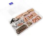 MERRYHAPY 95 Pcs Furniture Connection Kit for Double Beds Complete Hardware Replacement Set with Screws Barrel Nuts Wooden Dowels and Hexagonal Socket Head Cap Screws for Cribs and Bunk Beds