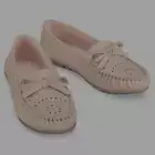 Stylish Bow Accented Taupe Cut-out MOCCASIN Slip On Flat SHOES Size 9
