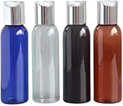 50pcs 60ML Empty Anodized Aluminum Disc Cap PET Bottle,2oz Upscale Lotion Bottles Plastic Bottling Divisionre(Black bottle)