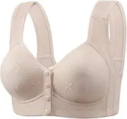[Generic] Women Bras Plus Size Front Close Breathable Bras Full Support Front Closure Bras Plus Size Front Button Bras Sports Bra Padding