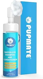 PUPMATE Paw Cleaner, No-Rinse Waterless Shampoo Dogs Cats Feet Cleaning Silicone Pet Grooming Brush, Rose Scent, 6.8 oz, Unique Design Pet Shampoo