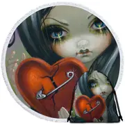 Faces of Faery #230 Goth Girl Fixing a Broken Heart Round Beach Towel