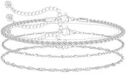 [Generic] Ankle Bracelet for Women Girls Dainty Link Paperclip Stake Adjustable Layered Anklet Set Fashion Jewelry Presents
