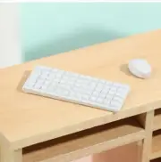 Natural Wood Dollhouse Miniature Laptop Computer Desk With Keyboard And Mouse