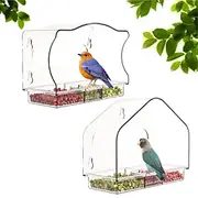Transparent Acrylic Bird Feeder - Wall-Mounted, Suction Cup Design (Clear) - Easy to Clean Weatherproof - Ideal for Elderly Kids